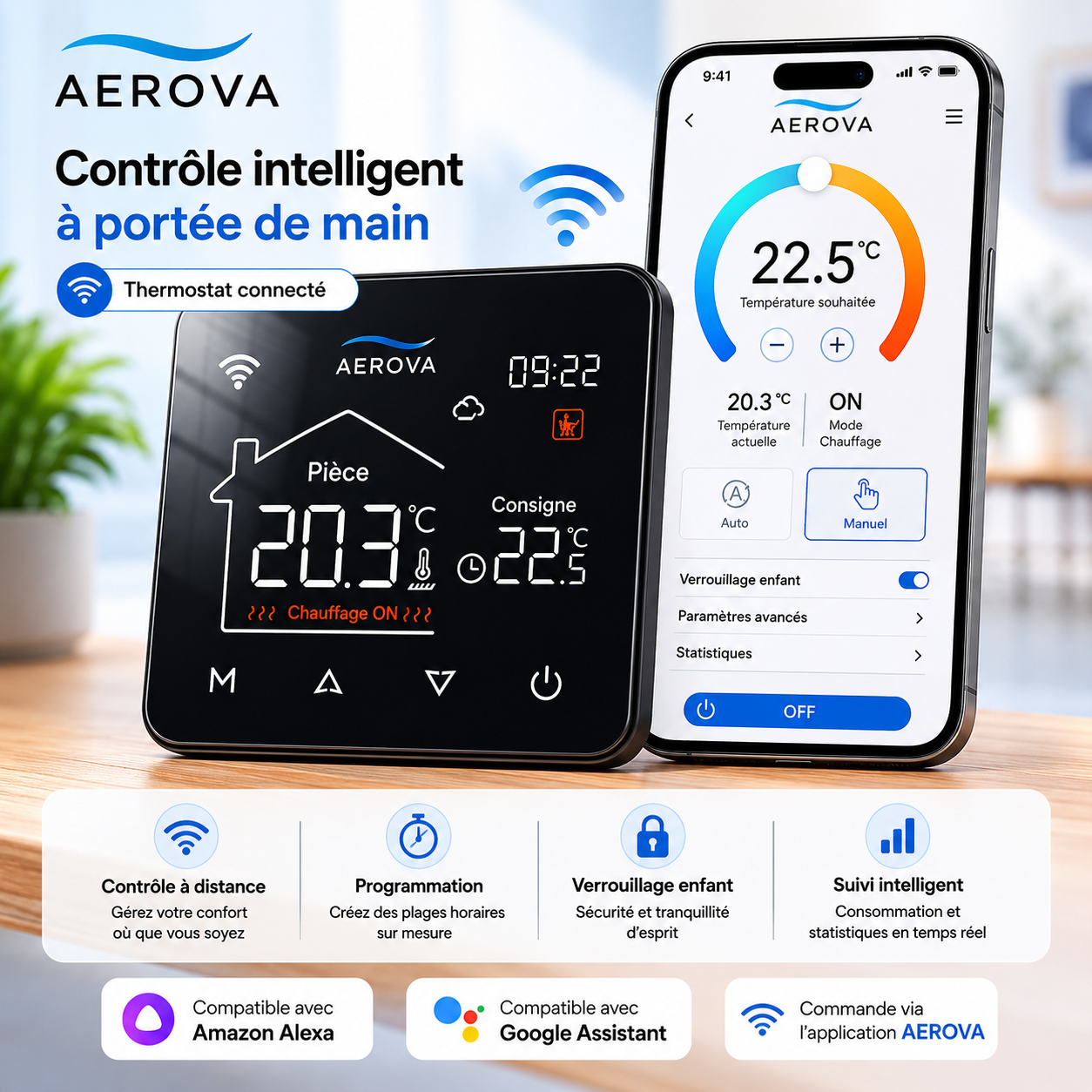 AEROVA - Thermostat connecté pour maison