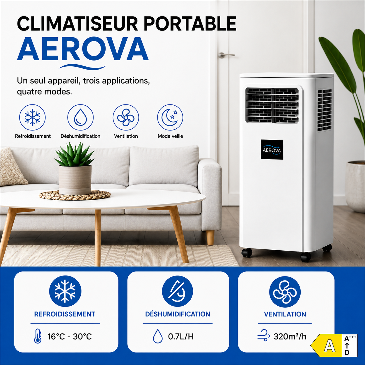 AEROVA — Climatiseur Portable Multifonction